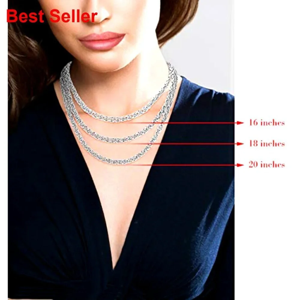 925 Sterling Silver Byzantine Necklace Handmade in Italy